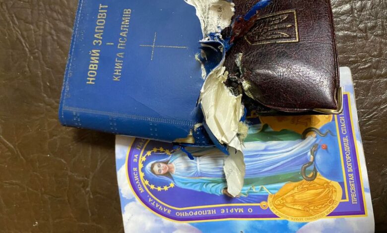 Bibles are said to protect Ukrainian soldiers against bullets Bibles are said to protect Ukrainian soldiers against bullets