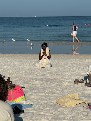 Jesus Calling podcast 453 featuring Nikki Walton, host of GoOD Mornings with CurlyNikki - meditating on the beach - IMG_9993 PC Courtesy of Nikki Walton